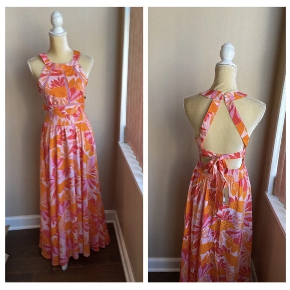 NWT Anthropologie Abel The Label Floral Maxi Dress Charlotte Backless Halter Med - Picture 2 of 9